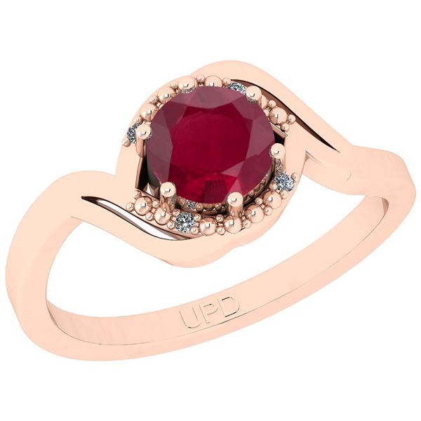 Certified 0.74 Ctw I2/I3 Ruby And Diamond 14k Rose Gold