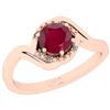 Image 1 : Certified 0.74 Ctw I2/I3 Ruby And Diamond 14k Rose Gold