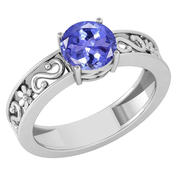 Certified 1.25 Ctw Tanzanite Solitaire Ring with Filigr