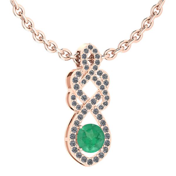 Certified 1.26 Ctw Emerald And Diamond VS/SI1 Necklace