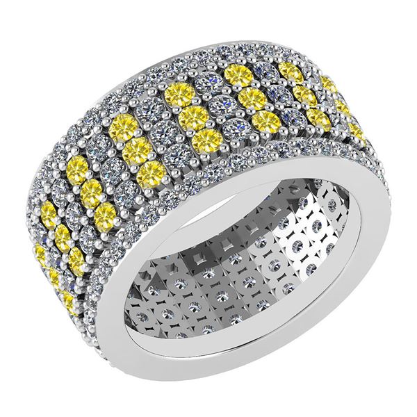Certified 3.36 Ctw Treated Fancy Yellow Diamond 18K Whi