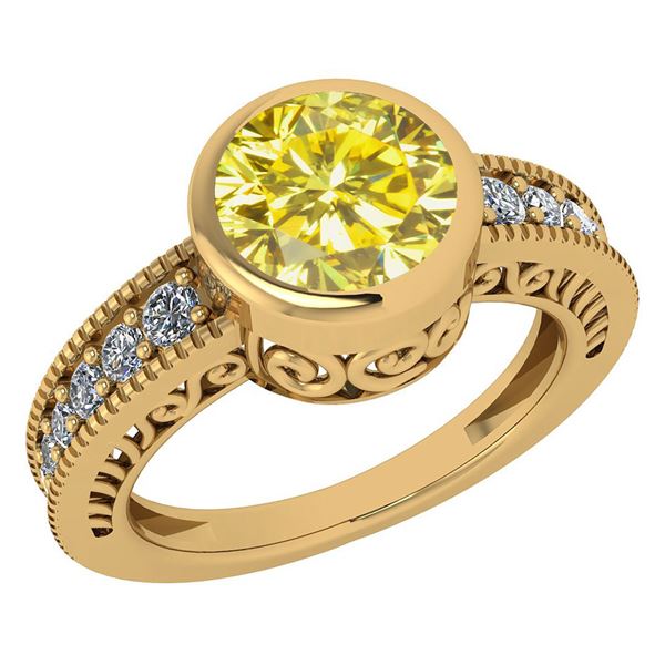 Certified 1.55 Ctw Treated Fancy Yellow Diamond Wedding