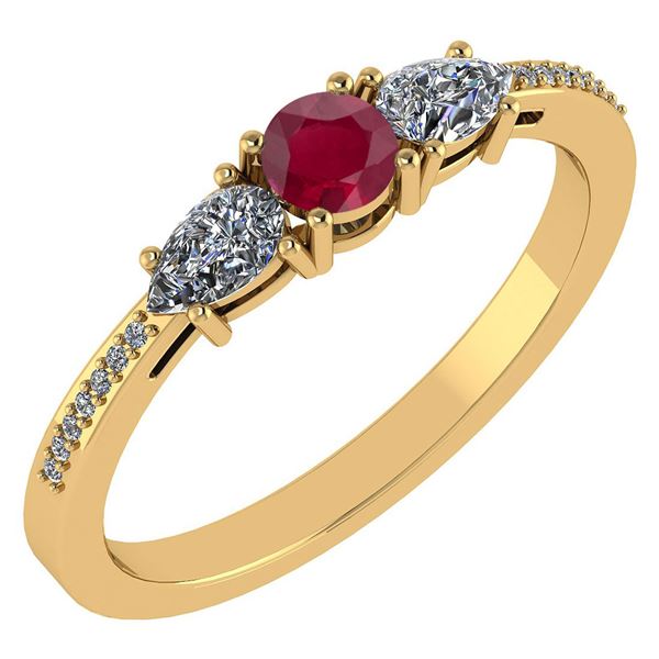 Certified 0.77 Ctw Ruby And Diamond 14k Yellow Gold Hal