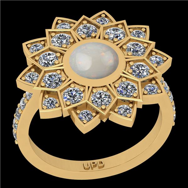 Certified 0.93 Ctw I2/I3 Opal And Diamond 10K Yellow Go