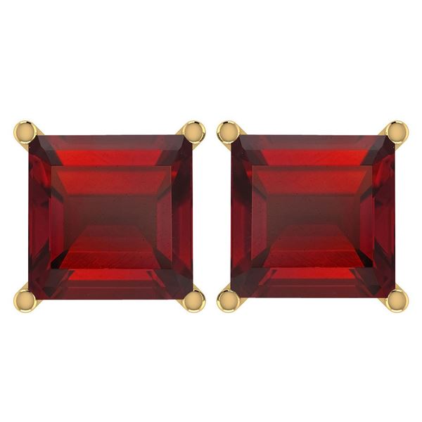 Certified 11.24 Ctw Genuine Garnet 14K Yellow Gold Stud