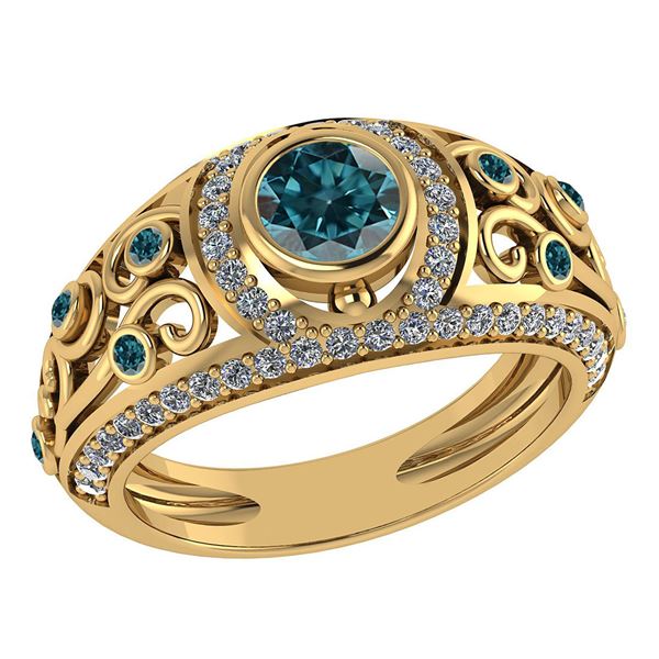 Certified 1.08 Ctw Treated Fancy Blue Diamond And G-H W