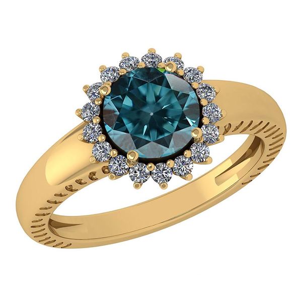 Certified 1.48 Ctw Treated Fancy Blue Diamond And White