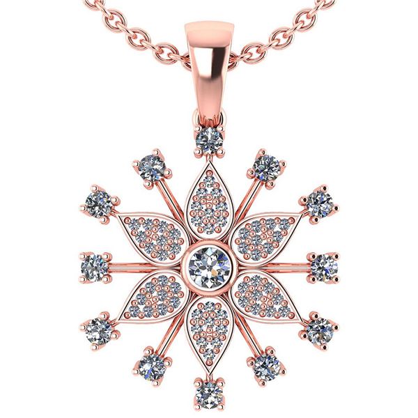 Certified 0.71 Ctw Diamond 18K Rose Gold Halo Stud Pend