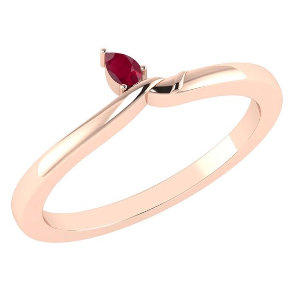 Certified 0.23 Ctw Genuine Ruby 14K Rose Gold Ring