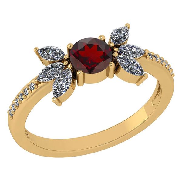 Certified 1.11 Ctw Garnet And Diamond 14k Yellow Gold H