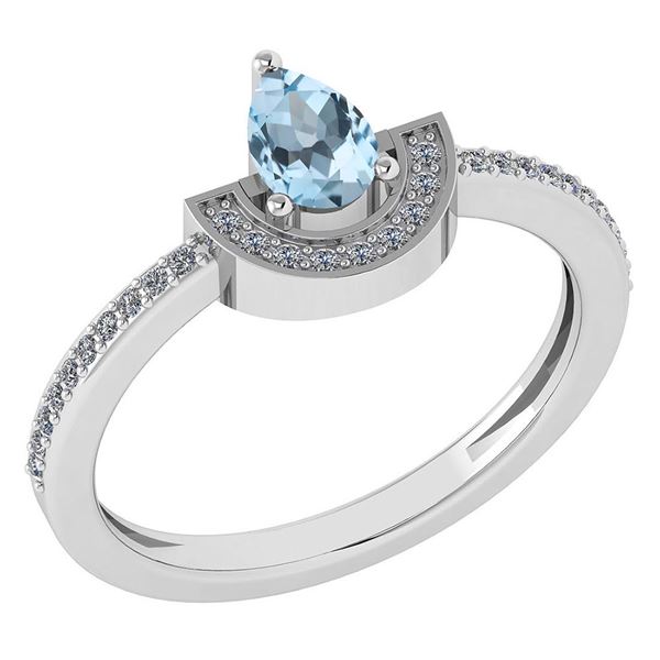 Certified 0.64 Ctw Aquamarine And Diamond 14k White Gol