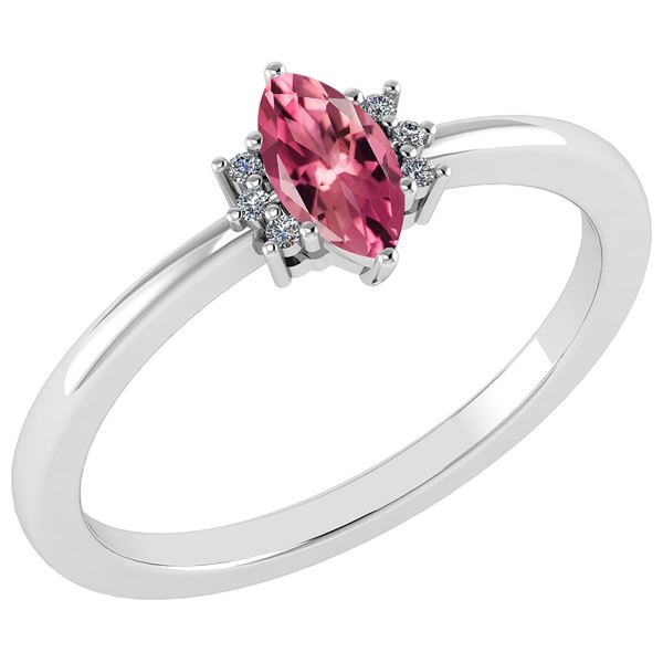 Certified 0.68 Ctw Pink Tourmaline And Diamond VS/SI1 R