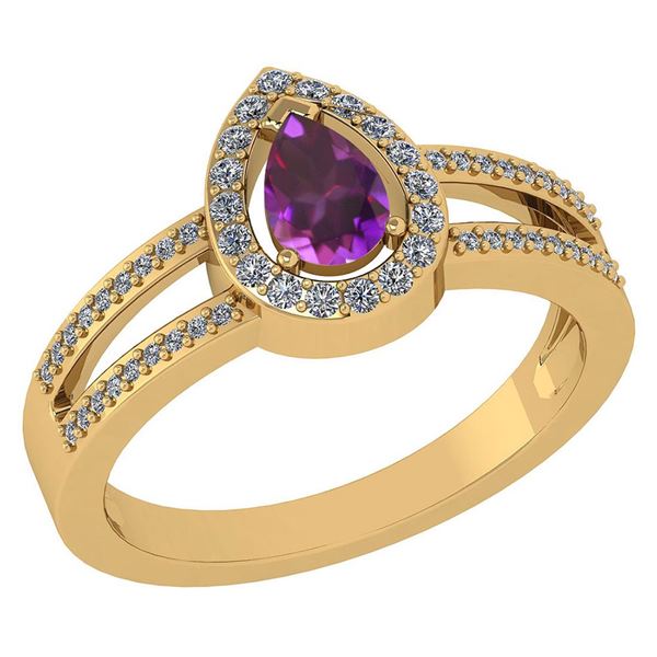Certified 0.74 CTW Amethyst And Diamond 14k Yellow Gold