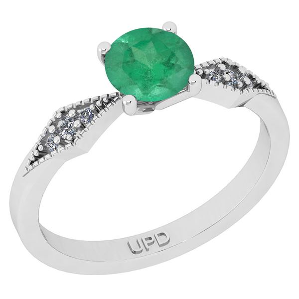 Certified 0.56 Ctw SI2/I1 Emerald And Diamond 14K White