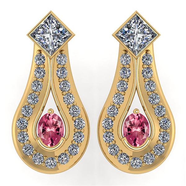 Certified 1.23 Ctw Pink Tourmaline Diamond Wedding/Enga