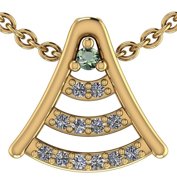 Certified 0.075 Ctw Green Amethyst And Diamond 14k Yell