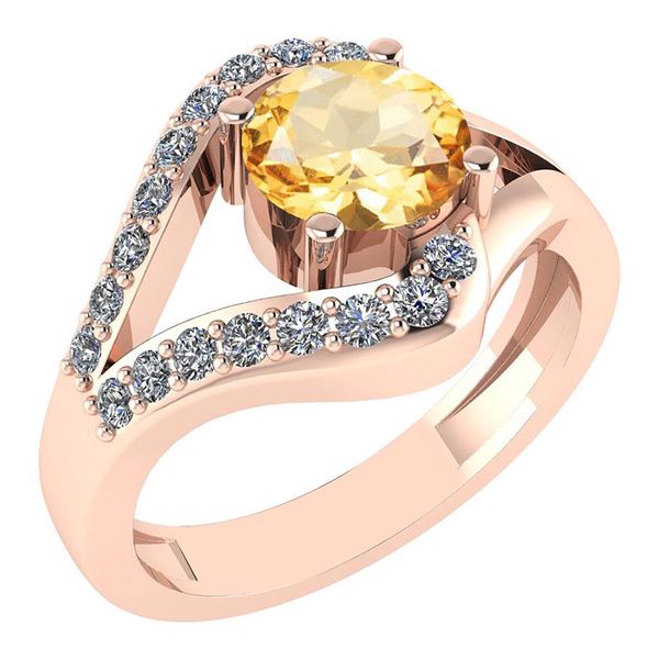Certified 1.07 Ctw Citrine And Diamond VS/SI1 Halo Ring