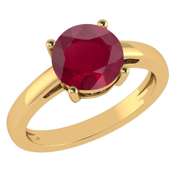 Certified 2.00Ctw Genuine Ruby 14k Yellow Gold Halo Rin