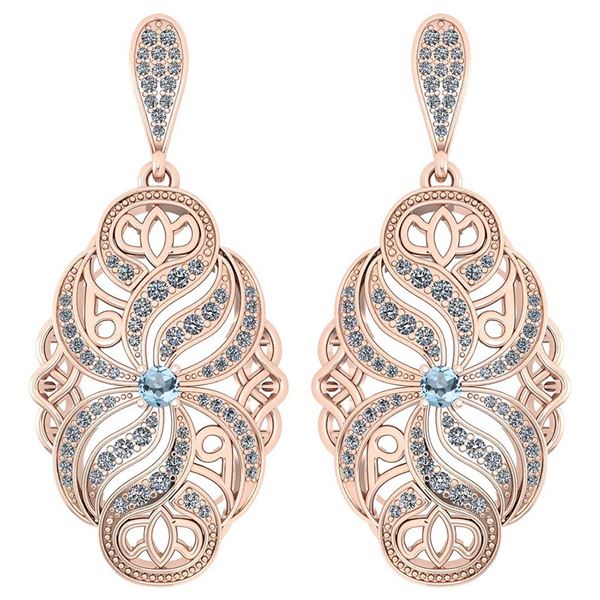 Certified 1.18 Ctw Aquamarine And Diamond Wedding/Engag