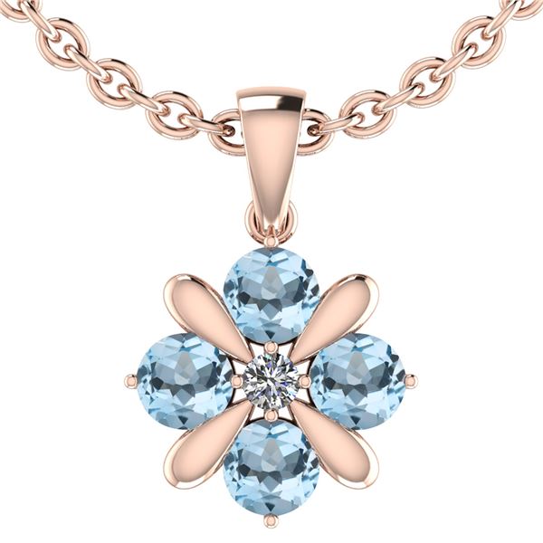 Certified 2.10 Ctw Blue Topaz And Diamond I1/I2 10K Ros