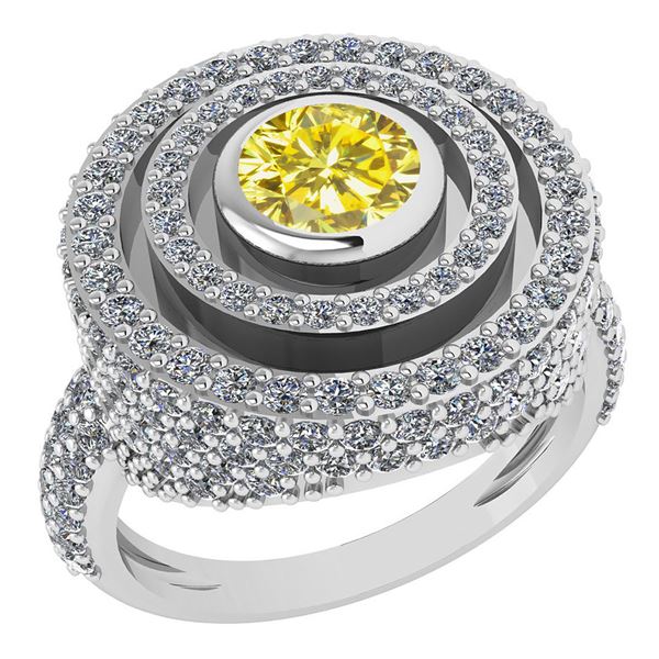 Certified 2.05Ctw Fancy Yellow Diamond And White G-H Di