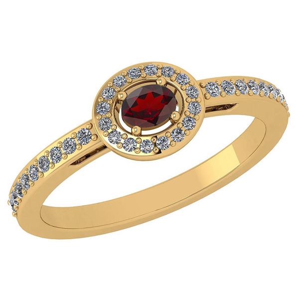 Certified 0.29 Ctw Garnet And Diamond 14k Yellow Gold H