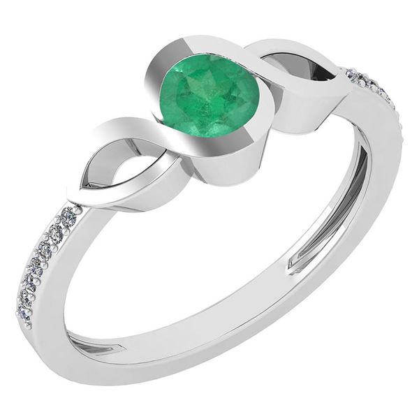 Certified 0.52 Ctw Emerald And Diamond 14k White Gold R