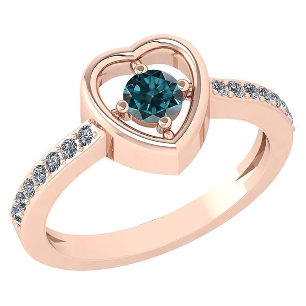 Certified 0.33 Ctw Treated Fancy Blue Diamond 14K Rose