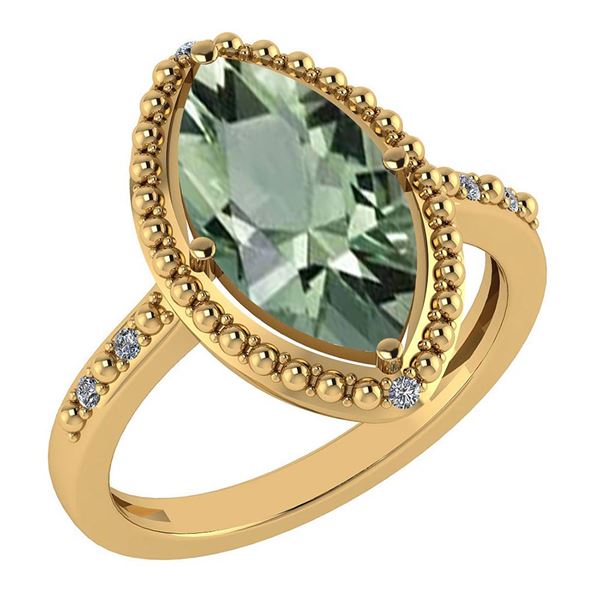 Certified 1.58 Ctw Green Amethyst And Diamond VS/SI1 Ri