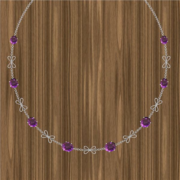 Certified 67.31 Ctw Amethyst 14k White Gold Yard Neckla