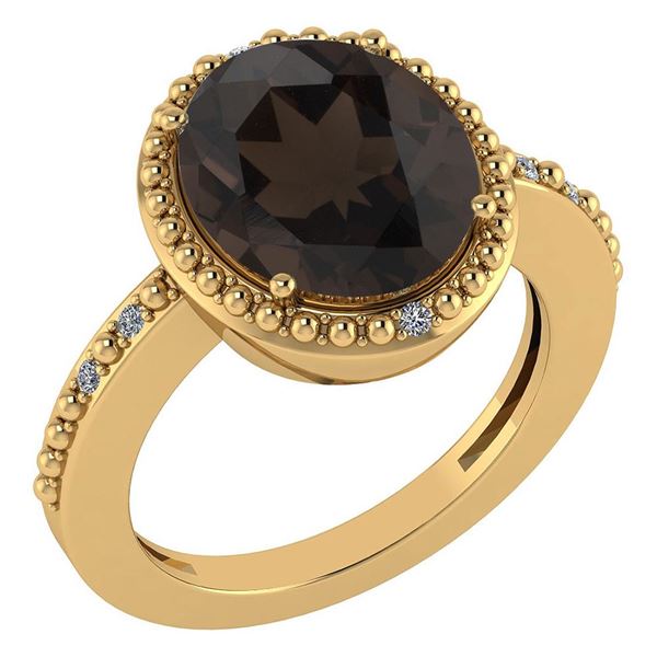 Certified 2.56 Ctw Smoky Quartz And Diamond VS/SI1 Ring