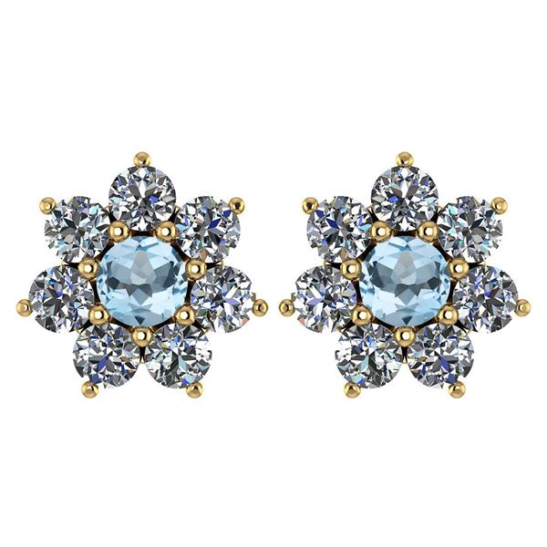 Certified 1.86 Ctw Aquamarine And Diamond 14k Yellow Go