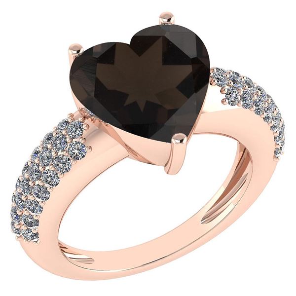 Certified 5.31 Ctw Smoky Quartz And Diamond VS/SI1 Ring