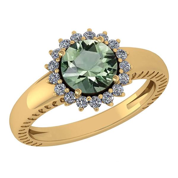 Certified 1.48 Ctw Green Amethyst And Diamond Wedding/E