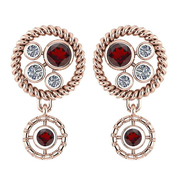 Certified 0.84 Ctw Garnet And Diamond Wedding/Engagemen