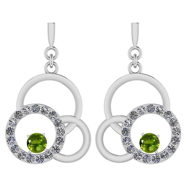 Certified 0.75 Ctw Peridot And Diamond VS/SI1 Earrings