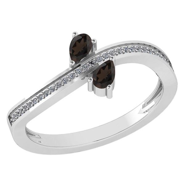 Certified 0.50 Ctw Smoky Quarzt And Diamond 18K White G