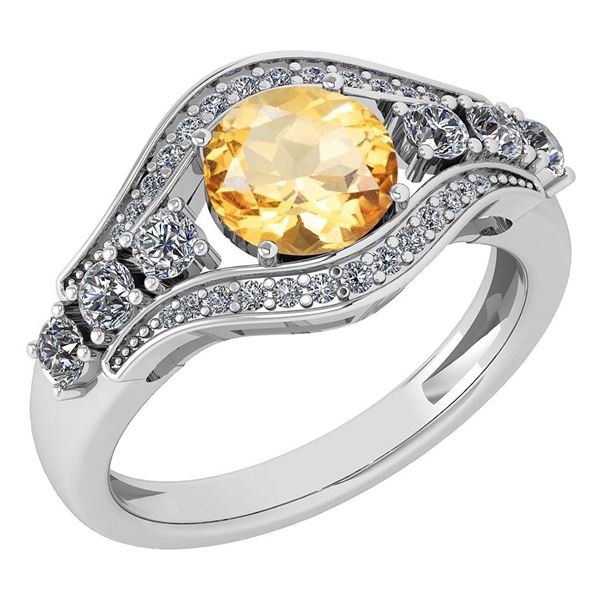 Certified 1.80 Ctw Citrine And Diamond VS/SI1 Ring 14K
