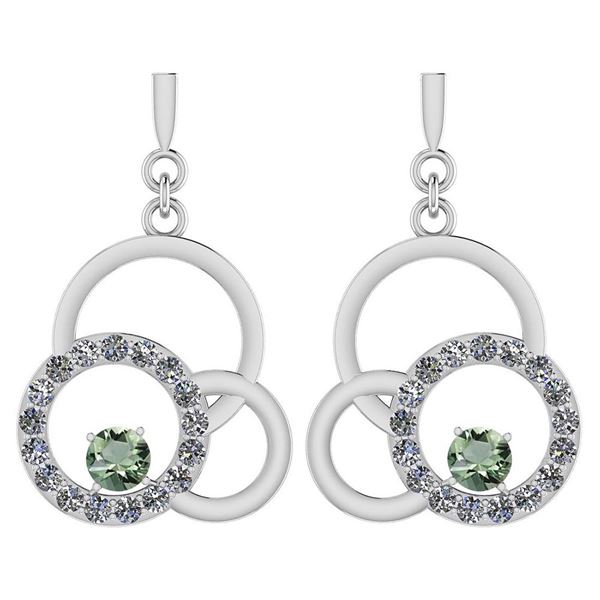 Certified 0.75 Ctw Green Amethyst And Diamond VS/SI1 Ea