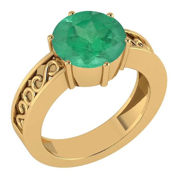Certified 1.25 Ctw Emerald Solitaire Ring with Filigree