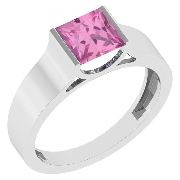 Certified 0.75 Ctw Pink Tourmaline 18k White Gold Ring
