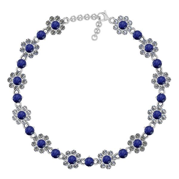 Certified 7.69 Ctw I2/I3 Blue Sapphire And Diamond 14K