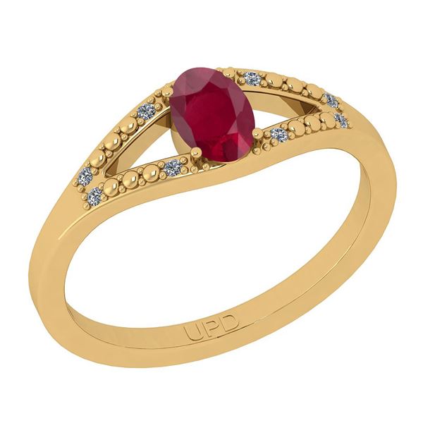 Certified 0.42 Ctw I2/I3 Ruby And Diamond 14K Yellow Go