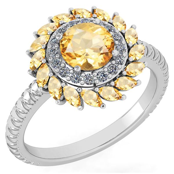 Certified 2.40 Ctw Citrine And Diamond VS/SI1 Halo Ring