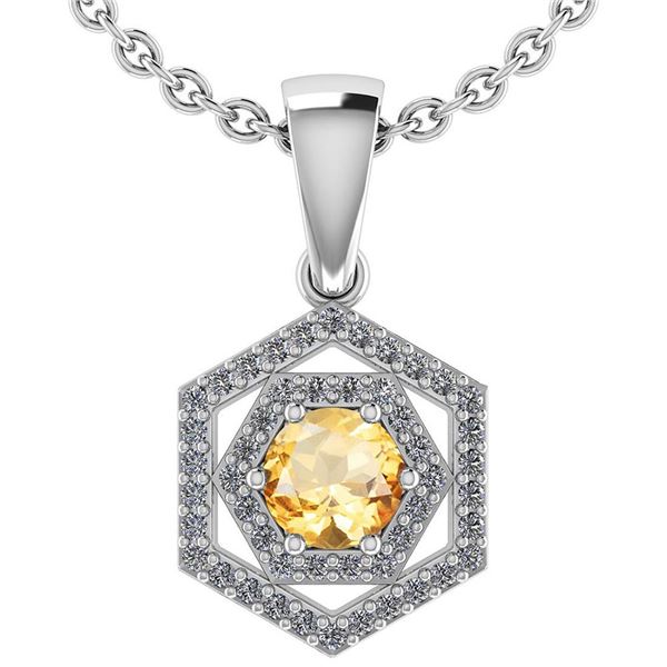 Certified 0.69 Ctw Citrine And Diamond 18K White Gold H