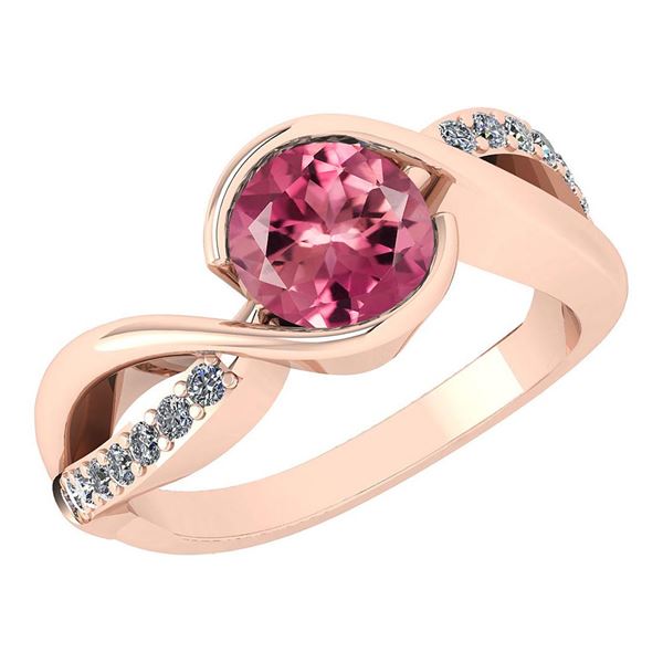Certified 1.44 Ctw Pink Tourmaline And Diamond 14K Rose
