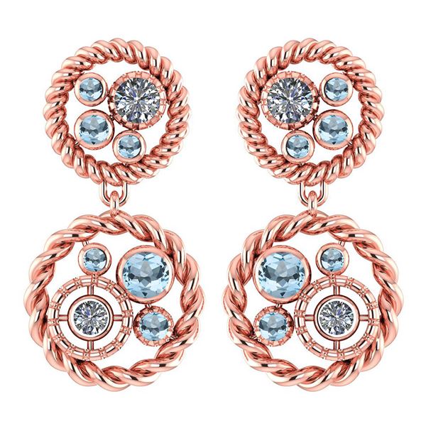 Certified 1.64 Ctw Aquamarine And Diamond 14K Rose Gold