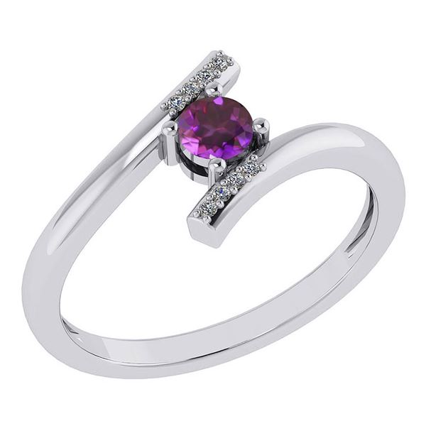 Certified 0.27 Ctw Amethyst And Diamond 14k White Gold
