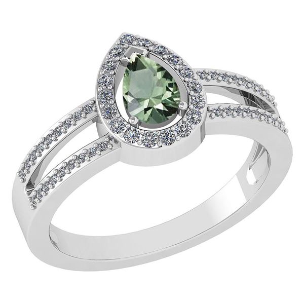 Certified 0.74 CTW Green Amethyst And Diamond 14k White