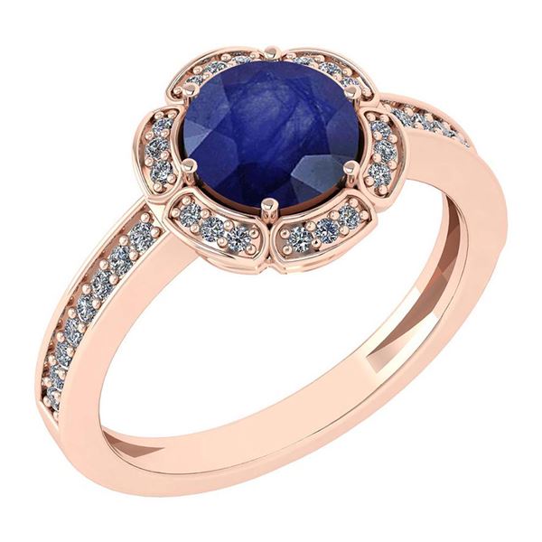 Certified 1.47 Ctw Blue Sapphire And Diamond VS/SI1 Eng